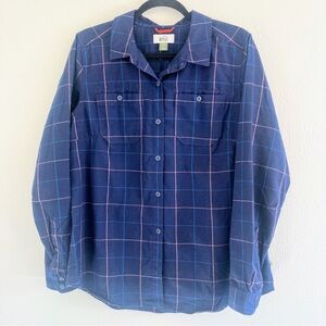 REI Navy and Pink Plaid Shirt
